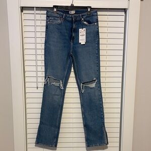 Zara High Rise Women Jeans - Blue / Split Skinny Jean